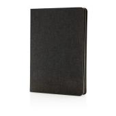 Deluxe stoffen notitieboek met zwarte zijkant, zwart Deluxe stoffen notitieboek met zwarte zijkant, zwart
