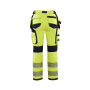 Dames High Vis werkbroek 4-weg stretch met gereedschapszakken