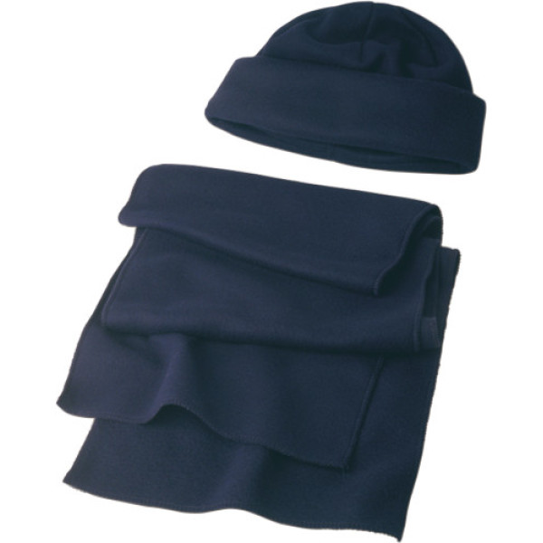 Polyester fleece (200 gr/m²) beanie and scarf Russo