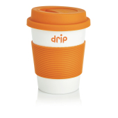 PLA kaffekop, orange, hvid