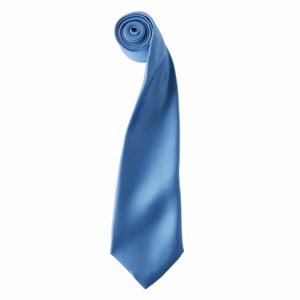 'Colours' Satin Tie, Mid Blue, ONE, Premier