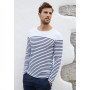 Gestreept heren-t-shirt lange mouwen White / Navy Stripes S
