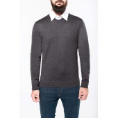 Heren pullover merinowol V-hals Black XS