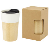 Pereira porseleinen mok 320 ml met bamboe buitenwand - Gebroken wit