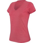 Dames-t-shirt V-hals korte mouwen polykatoen Red Heather M