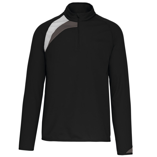 Trainingsweater Met Ritskraag Black / White / Storm Grey XS