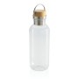 GRS RPET bottle with bamboo lid and handle, transparent