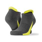 3 Pack Sports Sneaker Socks, Grey/Lime Green, S/M, Spiro