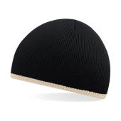 Two-Tone Beanie Knitted Hat - Black/Stone - One Size