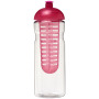 H2O Active® Base 650 ml bidon en infuser met koepeldeksel - Transparant/Roze