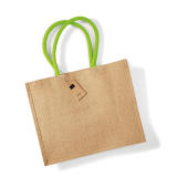 Classic Jute Shopper - Natural/Lime Green - One Size
