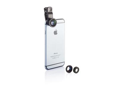 3-in-1 lens voor mobiele telefoon, zwart 3-in-1 lens voor mobiele telefoon, zwart