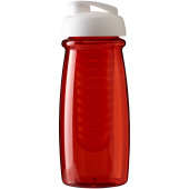 H2O Active® Pulse 600 ml sportfles en infuser met flipcapdeksel - Transparant rood/Wit
