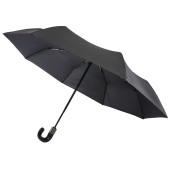 Montebello 21" opvouwbare automatische paraplu met gebogen handvat - Zwart