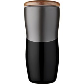 Reno 370 ml dubbelwandige keramische beker - Zwart