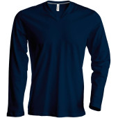 Men's long-sleeved V-neck T-shirt Navy 4XL