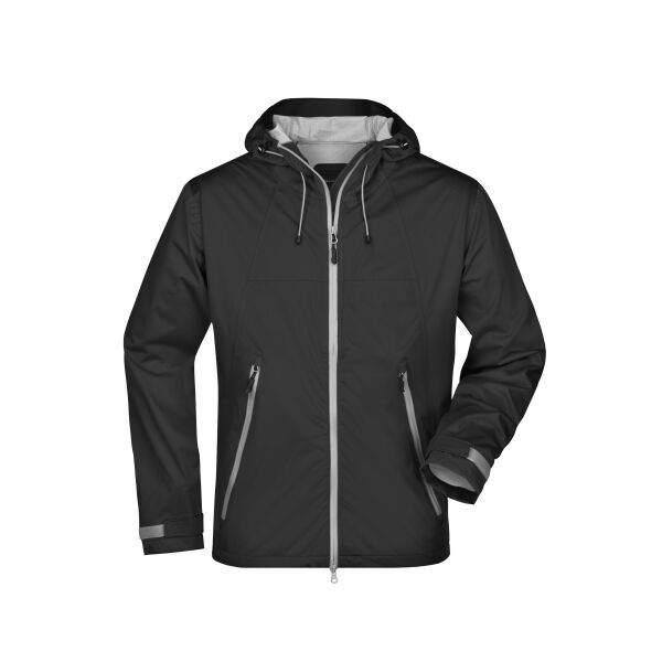JN1098 Men's Outdoor Jacket zwart/zilver 3XL