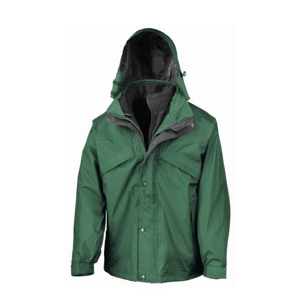 3-in-1 Waterproof Zip and Clip Fleece Lined Jacket, Bottle Green/Black, L, Result