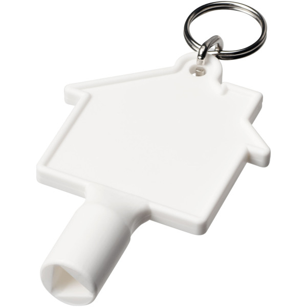 Maximilian house-shaped utility key with keychain - White