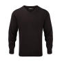 Men's V-Neck Knitted Pullover - Black - L