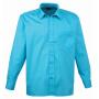 Long Sleeve Poplin Shirt, Turquoise Blue, 14.5, Premier