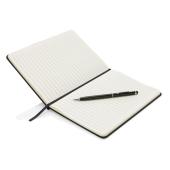 Standard hardcover PU A5 notesbog med stylus pen, sort