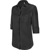 Ladies’ easy-care 3/4 sleeve polycotton poplin shirt Black S