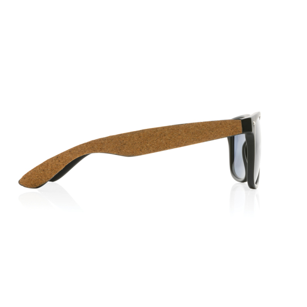 GRS zonnebril van gerecycled pc-plastic met kurk, zwart
