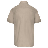 Overhemd in onderhoudsvriendelijk polykatoen-popeline korte mouwen heren Beige XS