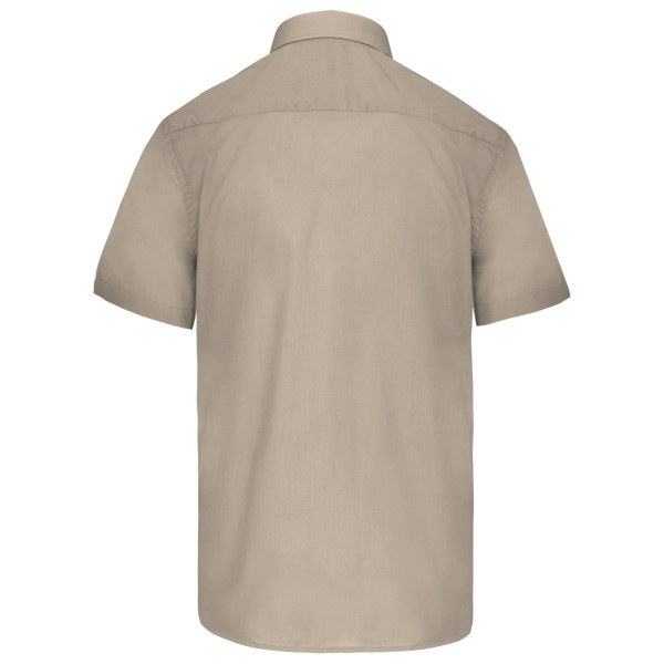 Overhemd in onderhoudsvriendelijk polykatoen-popeline korte mouwen heren Beige L
