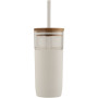 Arlo 600 ml glass tumbler with bamboo lid - White