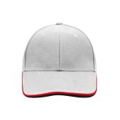 MB6197 6 Panel Double Sandwich Cap - light-grey/red/black - one size