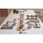 Ukiyo 3pc serving bowl set with bamboo tray, white