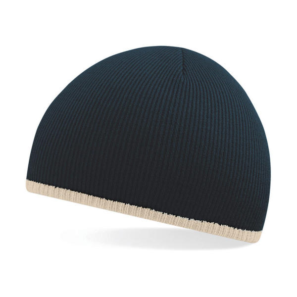 Two-Tone Beanie Knitted Hat - French Navy/Stone - One Size