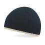 Two-Tone Beanie Knitted Hat - French Navy/Stone - One Size
