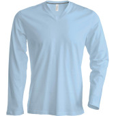 Men's long-sleeved V-neck T-shirt Sky Blue 4XL