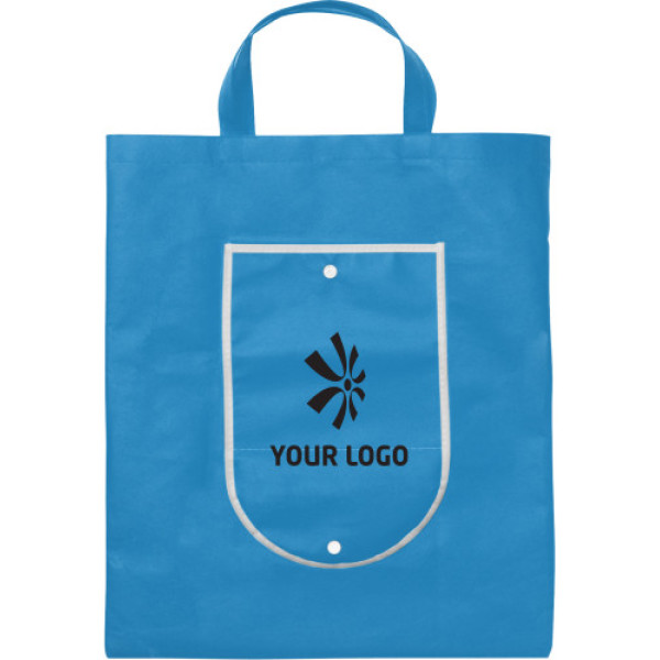 Nonwoven (80 g/m²) foldable shopping bag Francesca blue