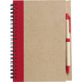 Draadgebonden notitieboekje met balpen rood