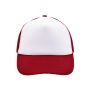MB070 5 Panel Polyester Mesh Cap wit/rood one size