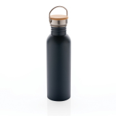 Moderne rustfrit stål flaske med bambus låg, blå