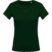 Ladies' short-sleeved V-neck T-shirt Forest Green XS