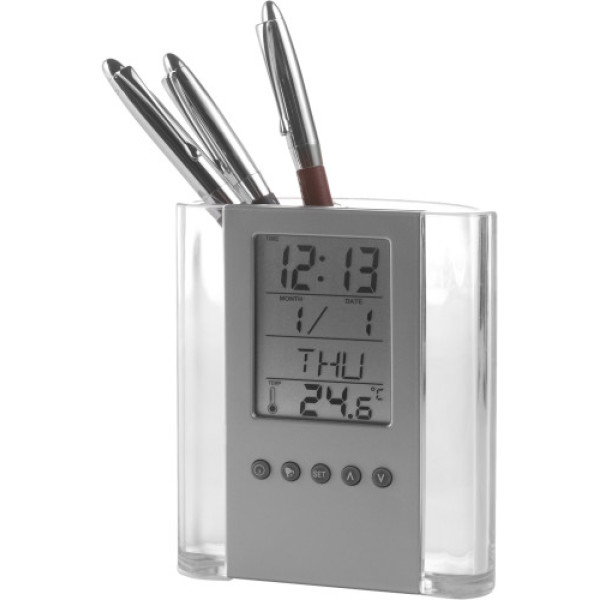 ABS pen holder with clock