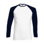 Long Sleeve Baseball T-Shirt - White/Deep Navy - 3XL
