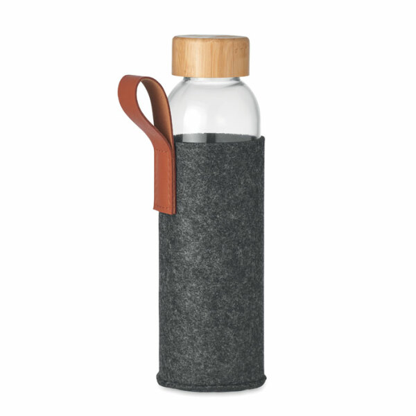 Glazen fles 500 Ml | RPET polyester pouch en bamboo | Te bedrukken