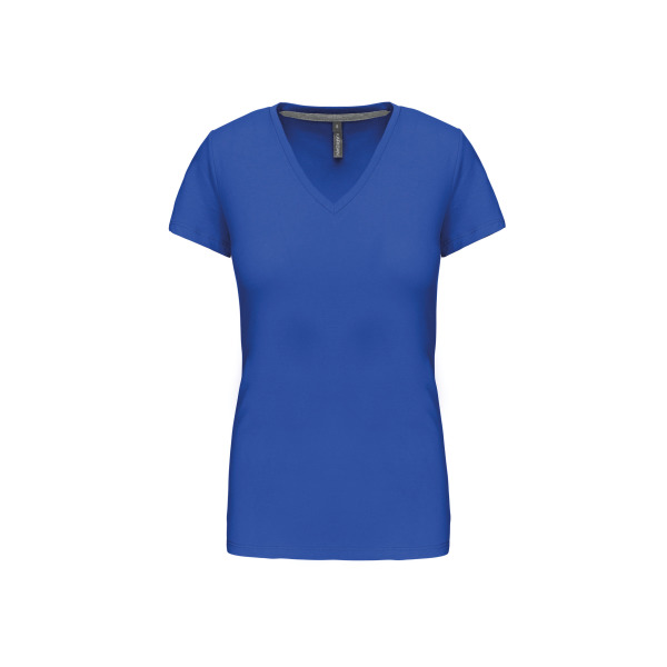 Dames T-shirt V-hals Korte Mouwen Light Royal Blue S
