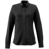 Bigelow piqué dames blouse met lange mouwen - Zwart - XS