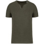 Heren T-shirt henley - 140 gr/m2 Organic khaki heather S