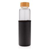 Borosilicaatglas fles met PU sleeve, zwart