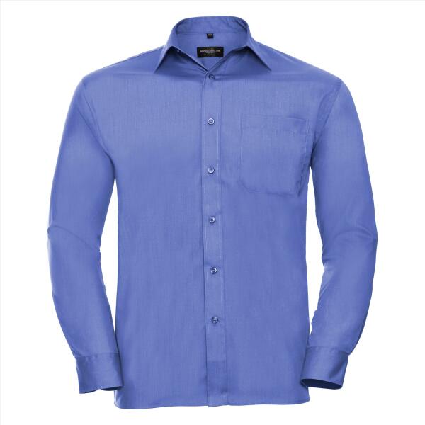 RUS Men LSL Clas. Polycot. Poplin Shirt, Corporate Blue, S