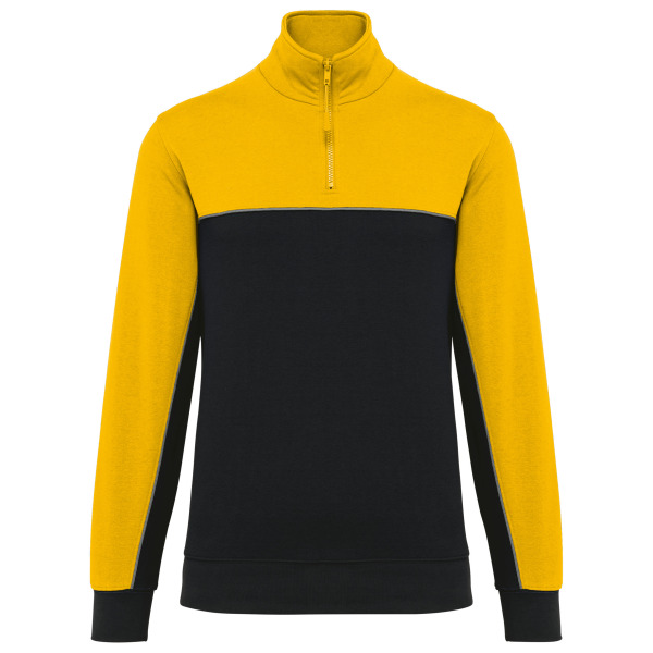 Ecologische uniseks sweater met ritskraag Black / Yellow XXL